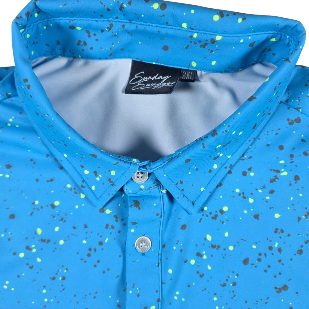 Sunday Swagger Drift Signature Polo Men 2XL Blue Speckle Performance Golf Shirt